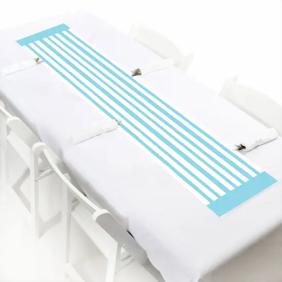 Big Dot of Happiness Blue Stripes - Petite Simple Party Paper Table Runner - 12 x 60 inches {1}