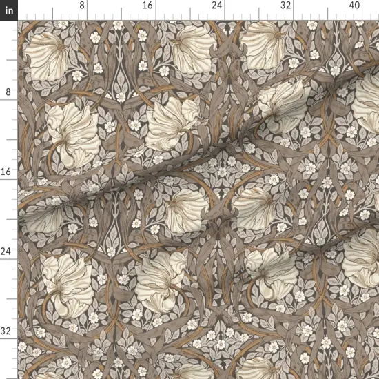 Various Fabrics by the Yard or Fat Quarter William Morris Vintage Neutral Victorian Art Nouveau Damask Floral Earth Tone Custom Printed Fabric by Spoonflower {1}