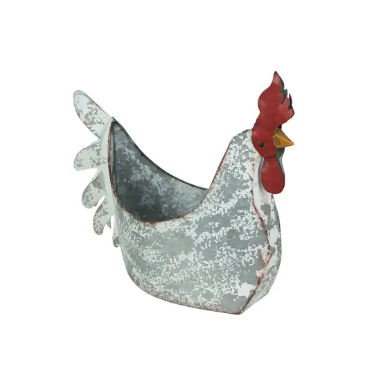 Galvanized Metal Indoor/outdoor Rooster Planter {3}