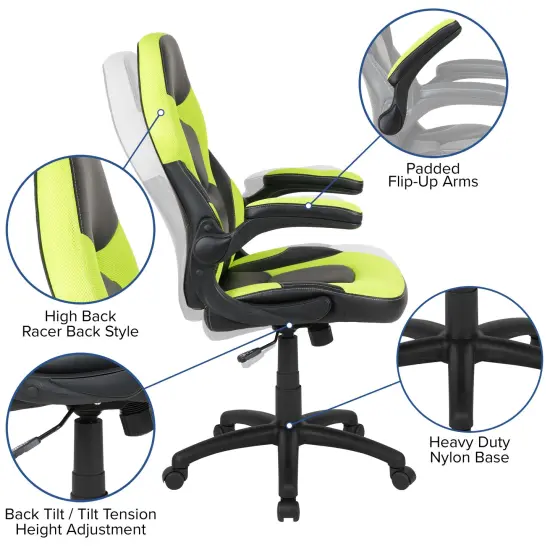 Emma and Oliver Gaming Desk and Racing Chair Set with Cup Holder and Headphone Hook Orange {7}