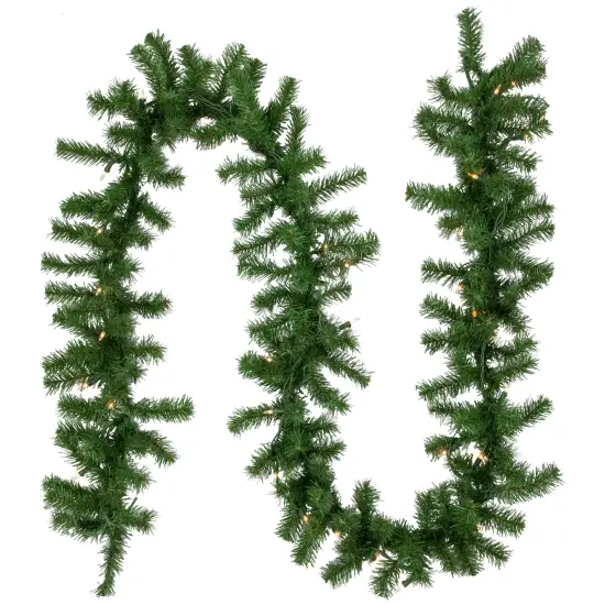 Northlight 9' x 10" Pre-Lit Dorchester Pine Artificial Christmas Garland, Clear Lights Green {1}