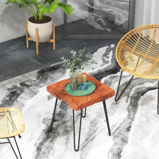 Costway Square End Table Accent Side Table Reclaimed Indonesia Teak Wood Plant Stand Patio Rustic {4}