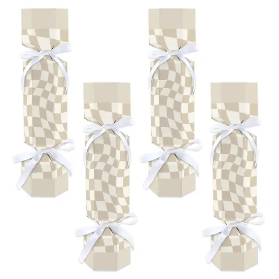 Big Dot of Happiness Tan Checkered Party - No Snap Party Table Favors - DIY Cracker Boxes - Set of 12 {1}