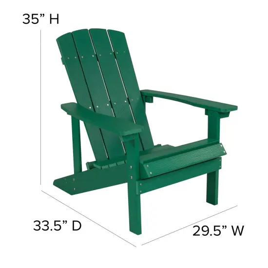 Merrick Lane Set of 2 Riviera All-Weather Adirondack Patio Chairs with Matching Side Table Teak {10}