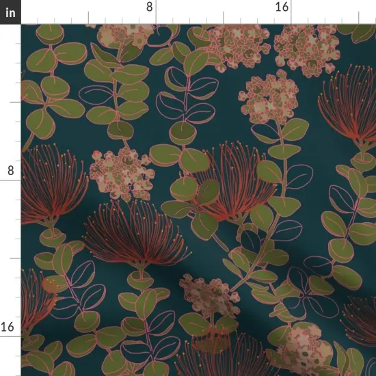 Various Fabrics by the Yard or Fat Quarter Dark Botanical Hawaii Hawaiian Floral Flowers Red Teal Moody Tropical Custom Printed Fabric by Spoonflower {2}