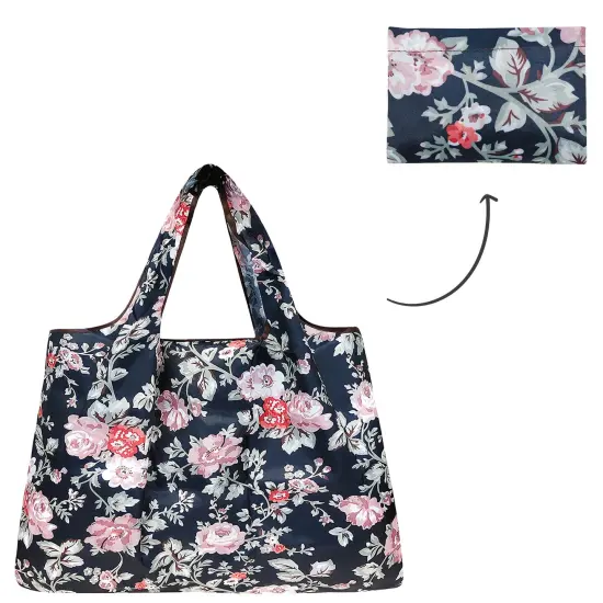 Wrapables Large Foldable Tote Nylon Reusable Grocery Bag Rose Vines {3}