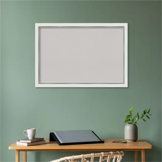 Eva Narrow Framed Corkboard, Grey Cork Eva White Silver {5}