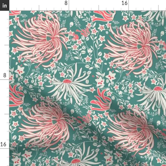 Various Fabrics by the Yard or Fat Quarter Floral Nature Botanical Garden Nouvea Japon Chrysanthemum Japanese Custom Printed Fabric by Spoonflower {2}