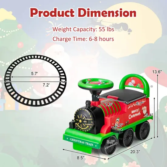 6V Electric Kids Ride On Train with 16 Pieces Tracks Green {2}