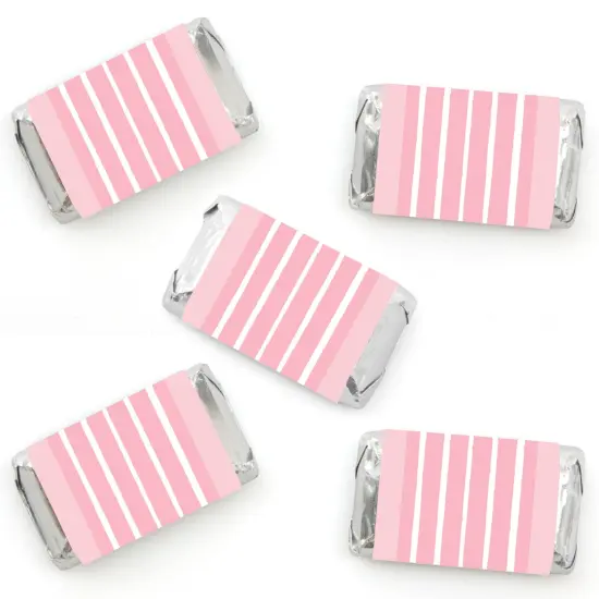 Big Dot of Happiness Pink Stripes - Mini Candy Bar Wrapper Stickers - Simple Party Small Favors - 40 Count {1}