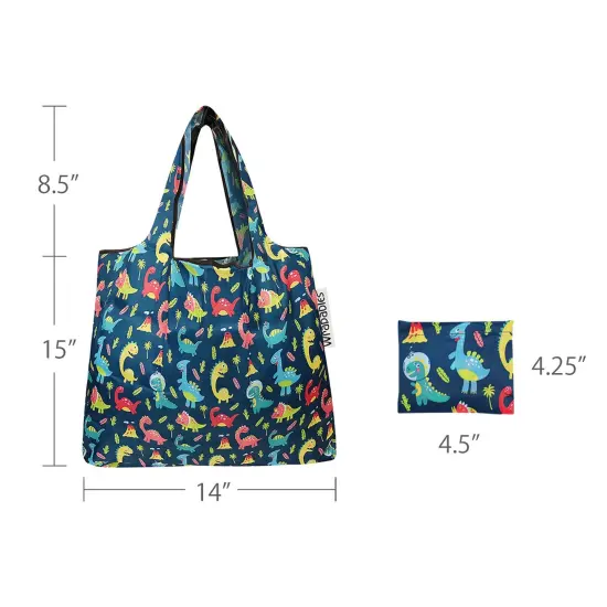 Wrapables Foldable Tote Nylon Reusable Grocery Bag (Set of 2) Dinosaurs {3}