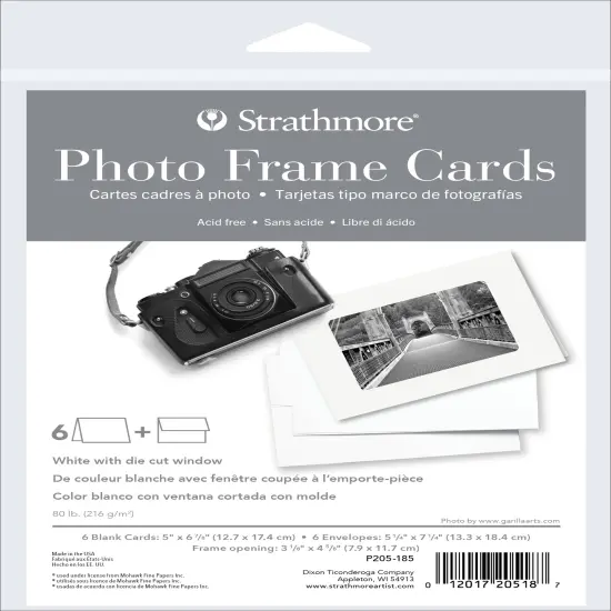 Strathmore Cards & Envelopes 5"X6.875" 6/Pkg-White Photo Frame W/Die Cut Window {1}