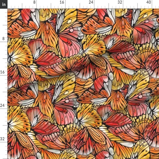 Various Fabrics by the Yard or Fat Quarter Butterfly Wings Red Orange Large Scale Watercolor Custom Printed Fabric by Spoonflower {1}
