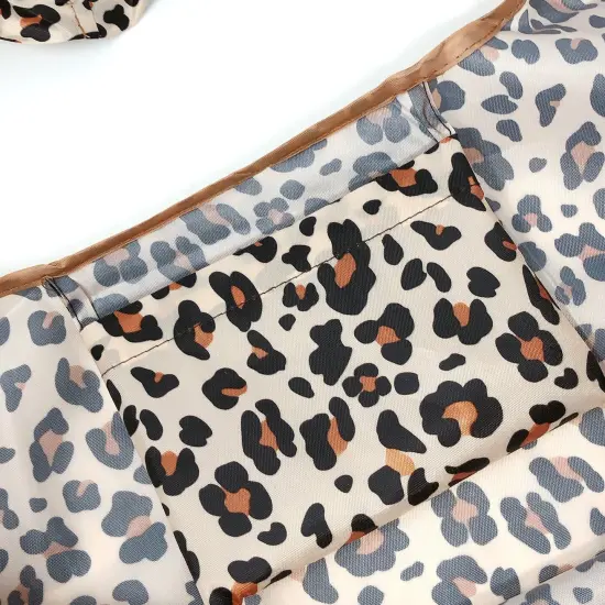 Wrapables Large & Small Foldable Tote Nylon Reusable Grocery Bags, Set of 2 Wild Cat {4}