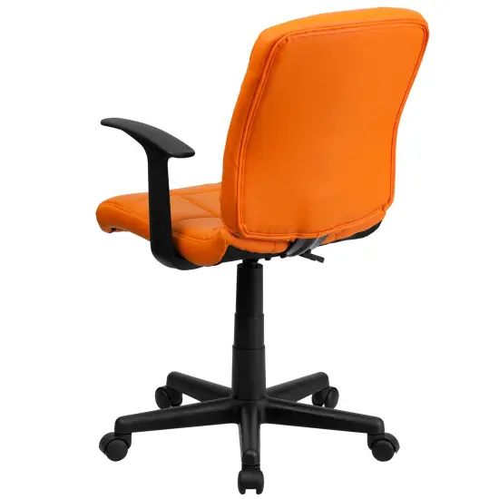 Emma and Oliver Mid-Back Quilted Vinyl Swivel Task Office Chair with Arms Orange {4}