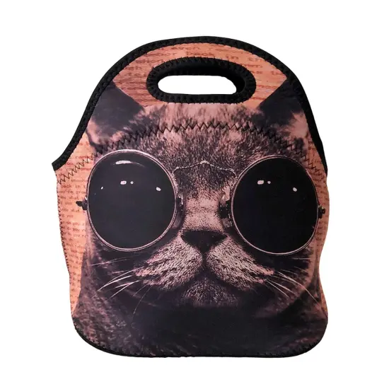 Wrapables Insulated Neoprene Lunch Bag Crazy Cat {2}