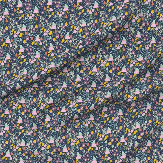 Various Fabrics by the Yard or Fat Quarter Whimsical Forest Blue Snails Frogs Mushrooms Small Scale Custom Printed Fabric by Spoonflower {6}