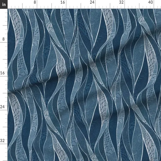 Various Fabrics by the Yard or Fat Quarter Blue Water Abstract Animals Waves Ocean Snake Skin Animal Print Custom Printed Fabric by Spoonflower {1}