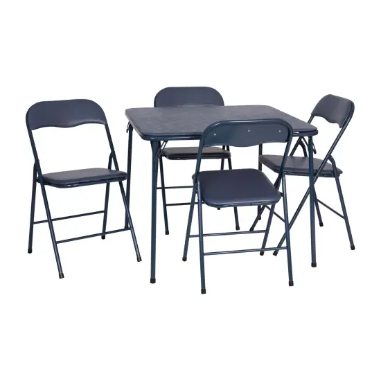 Emma and Oliver 5 Piece Folding Card Table and Chair Set Gray {6}