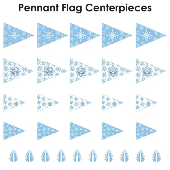 Big Dot of Happiness Blue Snowflakes - Triangle Winter Holiday Party Photo Props - Pennant Flag Centerpieces - Set of 20 {7}