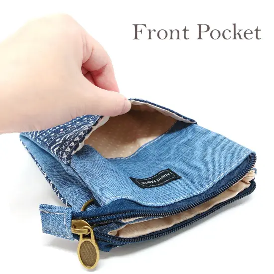 Wrapables Mini Crossbody Cell Phone Bag Zip Top / Blue Deco {3}