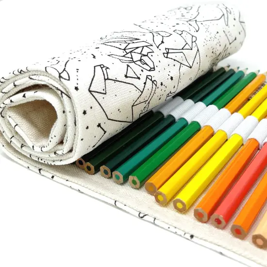 Wrapables Pencil Roll Organizer, Colored Pencil Wrap Pouch (72 slots) Galactic Animals {6}