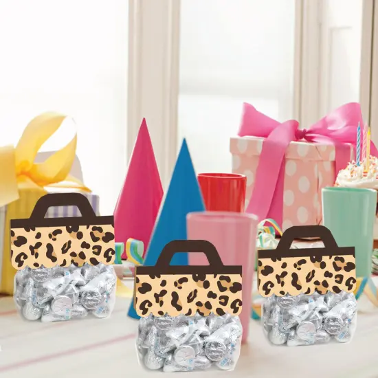 Big Dot of Happiness Leopard Print - DIY Cheetah Party Clear Goodie Favor Bag Labels - Candy Bags with Toppers - Set of 24 {7}