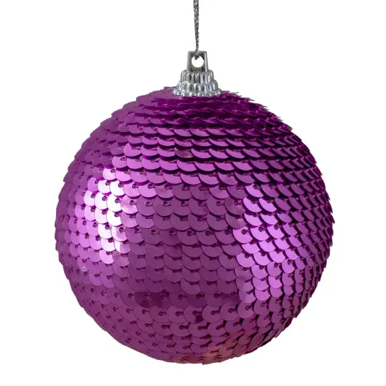 Northlight 3" Magenta Pink Sequin Shatterproof Ball Christmas Ornament {1}