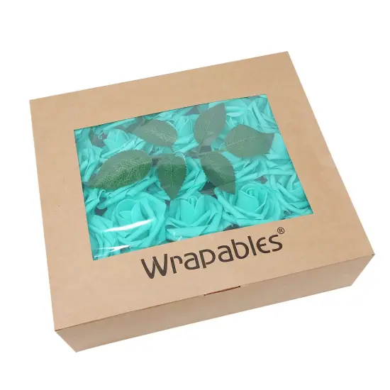 Wrapables Artificial Rose Flower, Real Touch Flowers for DIY Wedding Bouquets and Centerpieces Aquamarine {4}