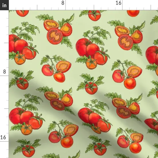 Various Fabrics by the Yard or Fat Quarter Farmers Market Tomato Red Green Summer Garden Kitchen Custom Printed Fabric by Spoonflower {2}