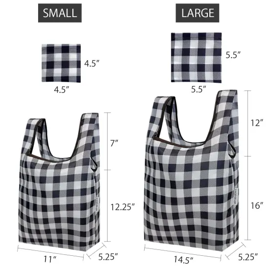 Wrapables JoliBag Collection Reusable Shopping Bag (Set of 2) Black Checkers {2}