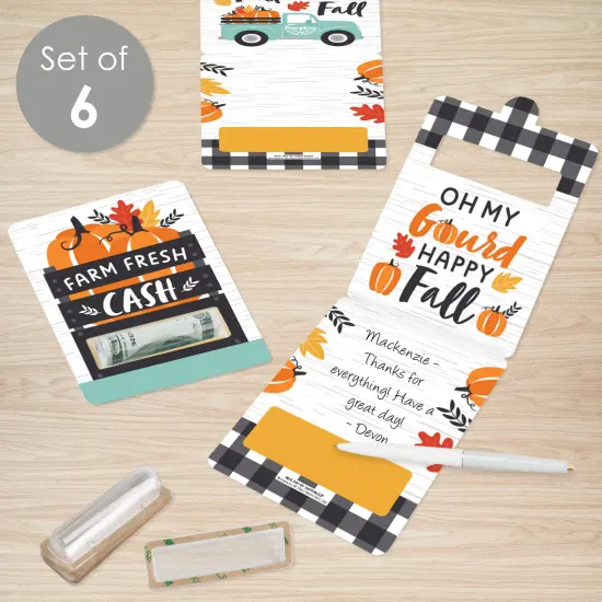 Big Dot of Happiness Happy Fall Truck - DIY Assorted Harvest Pumpkin Party Cash Holder Gift - Funny Money Cards - Set of 6 {3}