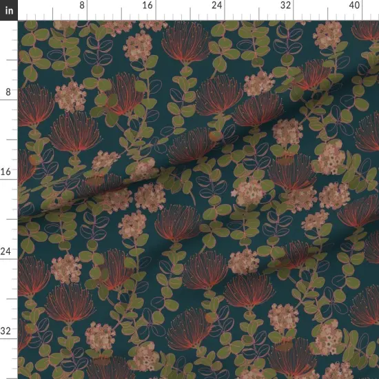 Various Fabrics by the Yard or Fat Quarter Dark Botanical Hawaii Hawaiian Floral Flowers Red Teal Moody Tropical Custom Printed Fabric by Spoonflower {1}