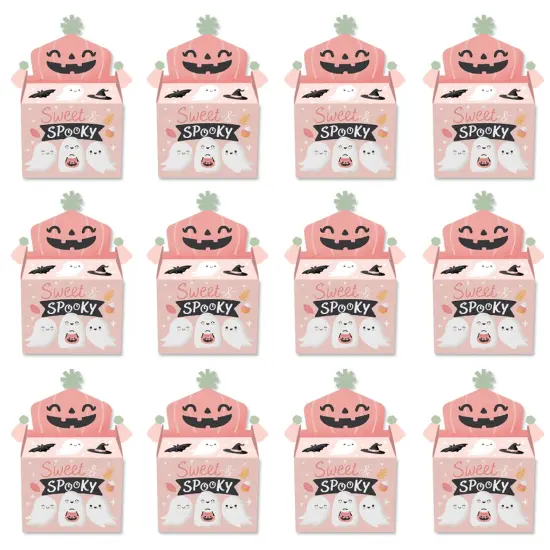 Big Dot of Happiness Pastel Halloween - Treat Box Party Favors - Pink Pumpkin Party Goodie Gable Boxes - Set of 12 {6}