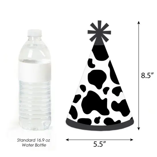 Big Dot of Happiness Cow Print - Cone Happy Birthday Party Hats for Kids and Adults - Set of 8 (Standard Size) {4}