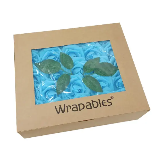 Wrapables Artificial Rose Flower, Real Touch Flowers for DIY Wedding Bouquets and Centerpieces Light Blue {4}