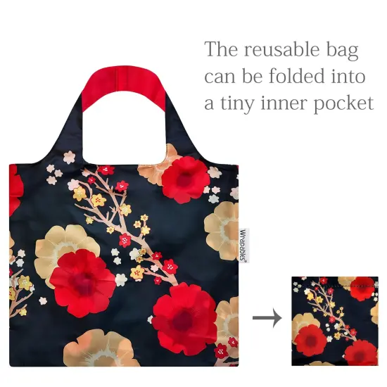 Wrapables AllyBag Collection Reusable Shopping Bag Midnight Floral {4}