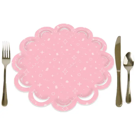 Big Dot of Happiness Pink Confetti Stars - Simple Party Round Table Decorations - Paper Chargers - Place Setting For 12 {1}