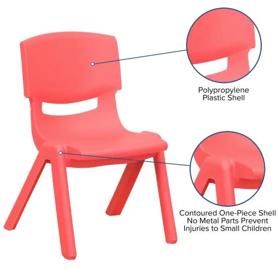 Emma and Oliver 10 Pack Plastic Stackable School Chair with 10.5" Seat Height Red {3}