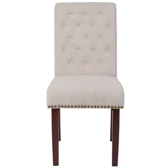 Merrick Lane Falmouth Upholstered Parsons Chair with Nailhead Trim Beige Fabric {3}