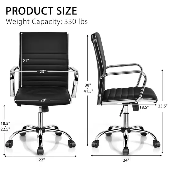 Costway Set of 4 PU Leather Office Chair High Back Conference Task Chair w/Armrests {3}