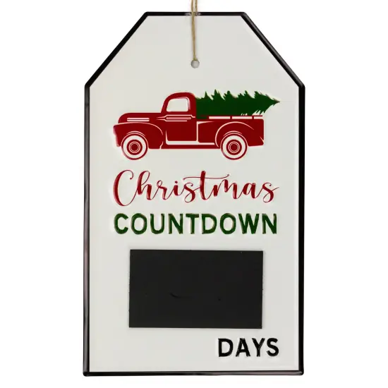 Northlight 13" Gift Tag Shaped Christmas Countdown Chalkboard Wall Decor White {3}