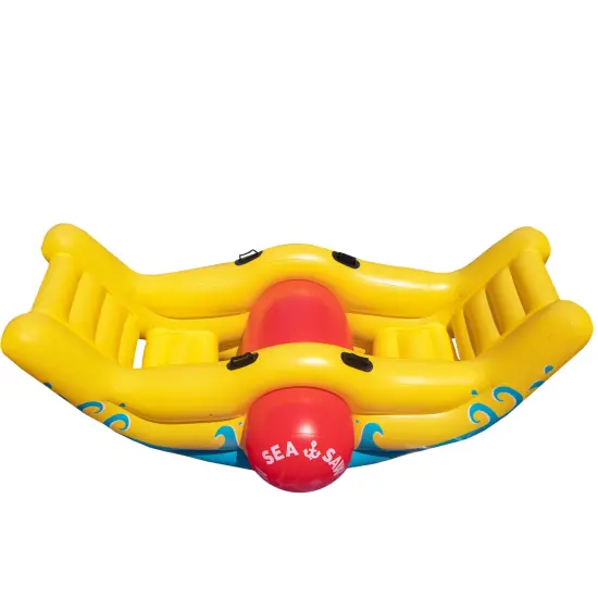Swim Central 90" Inflatable Yellow and Red Water Sports Sea-Saw Rocker Swimming Pool Toy {1}