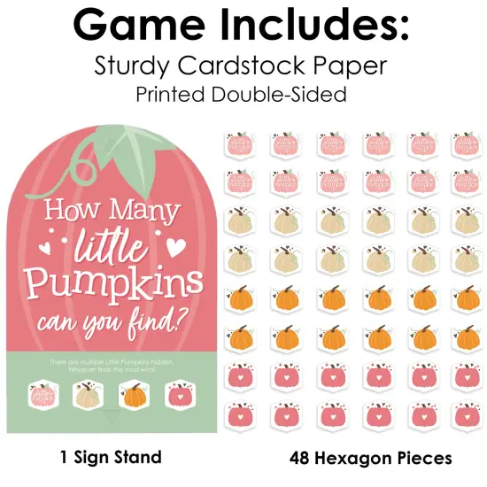 Big Dot of Happiness Girl Little Pumpkin - Fall Birthday Party or Baby Shower Scavenger Hunt - 1 Stand and 48 Game Pieces - Hide and Find Game {6}
