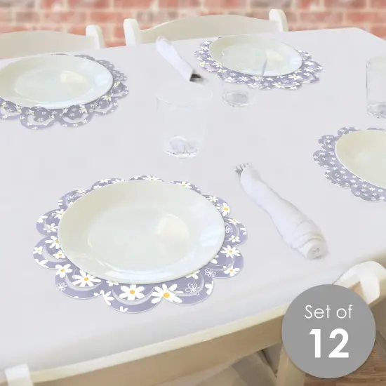 Big Dot of Happiness Purple Daisy Flowers - Floral Party Round Table Decorations - Paper Chargers - Place Setting For 12 {3}