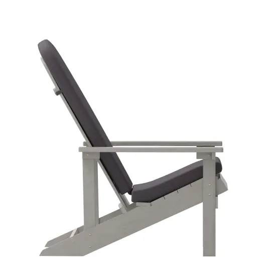 Merrick Lane Riviera Set of 2 Weather Resistant Adirondack Patio Chairs With Vertical Lattice Backs and Comfort Foam Cushions Gray {5}