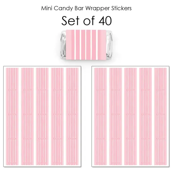 Big Dot of Happiness Pink Stripes - Mini Candy Bar Wrapper Stickers - Simple Party Small Favors - 40 Count {4}