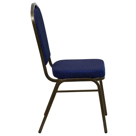 Emma and Oliver Crown Back Stacking Banquet Dining Chair NavyBlueFab/GoldVein {5}