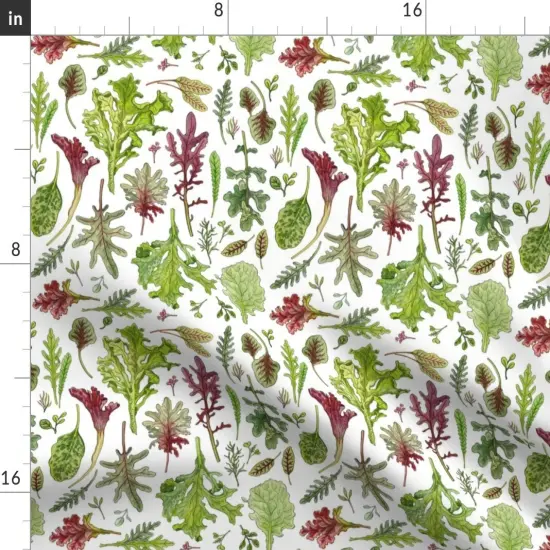 Various Fabrics by the Yard or Fat Quarter Microgreens Lettuce Leaves Spinach Salad Kitchen Picnic Custom Printed Fabric by Spoonflower {2}