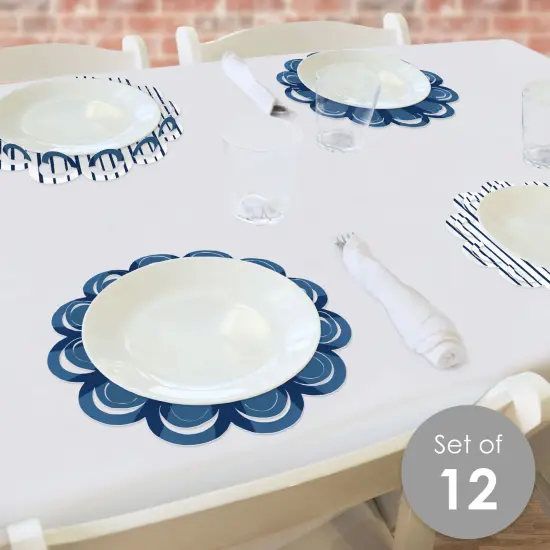 Big Dot of Happiness Navy Stripes - Simple Party Round Table Decorations - Paper Chargers - Place Setting For 12 {3}